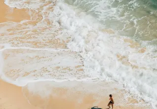 Bord de mer avec des nageurs