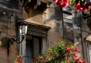 Fenêtres fleuris dans les rues de Catane