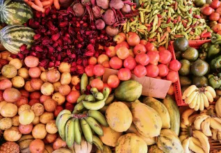 Fruits dans un marché locale en Guadeloupe