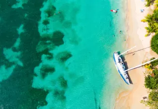 Vue aérienne d'une plage en Martinique